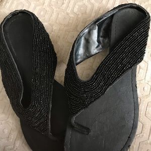 Black hand beaded sandals